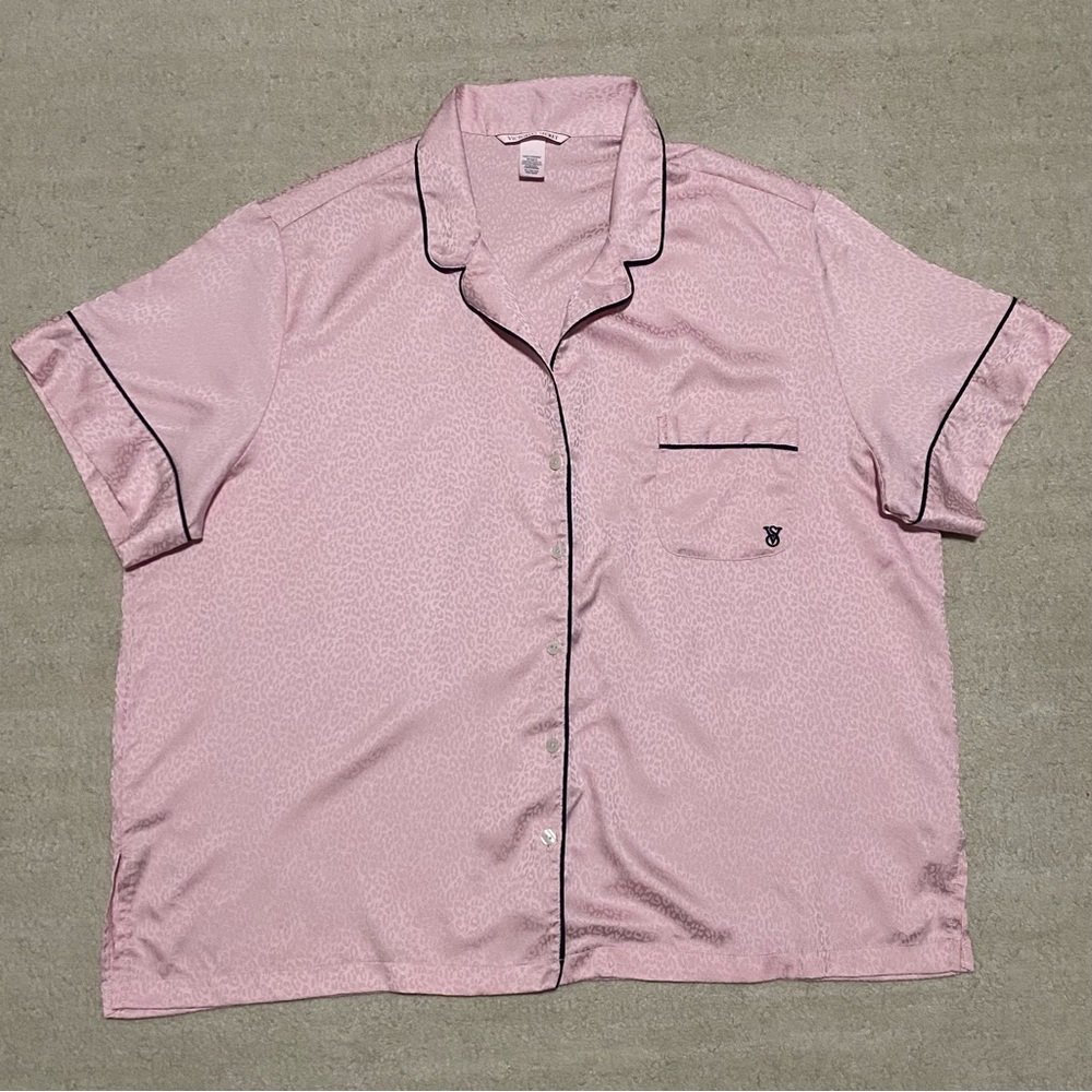 Victoria's Secret Pink Button Down Leopard Print Pajama Top